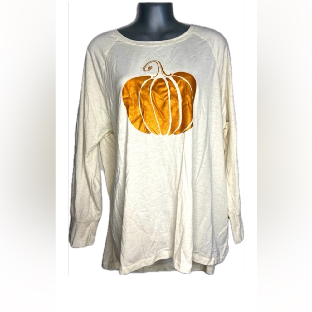 NWOT Fall Tunic. Orange-bronze metallic Pumpkin. Size Large.